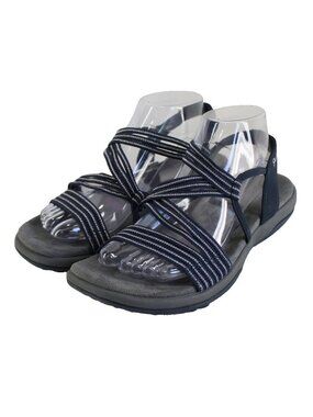 Skechers Reggae Slim Stretch Slinky Sandals Womens Size 9 Navy Silver Strappy